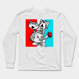 Dogs singing and boy playing the bugle Long Sleeve T-Shirt